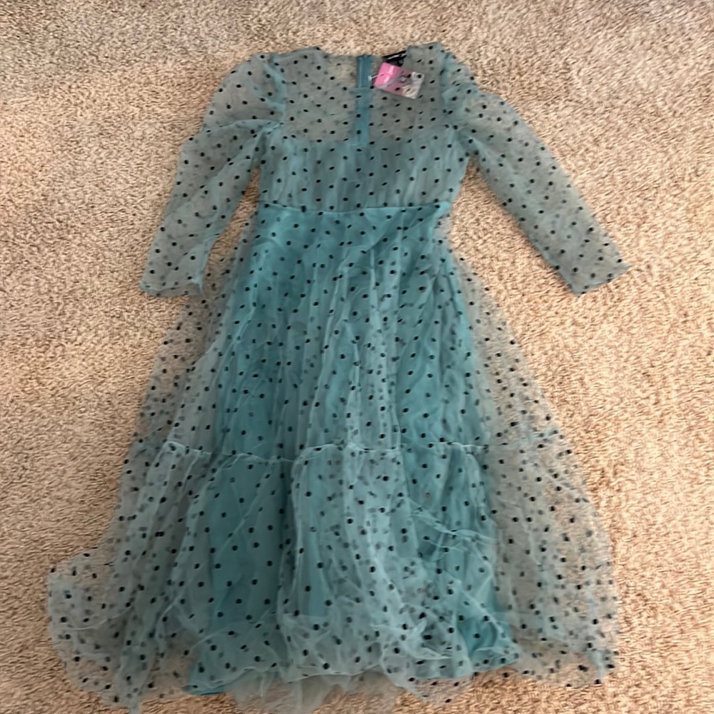 Sister Jane Tulle Sheer Green Polka Dot Dress